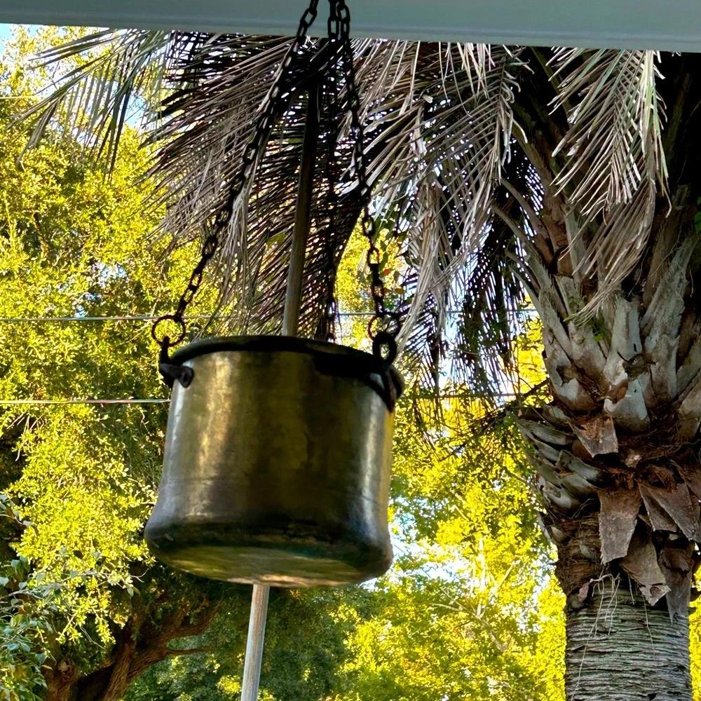 Antique Brass 11” Jam Cauldron Pot Kettle Planter Farmhouse Cast Iron Handle